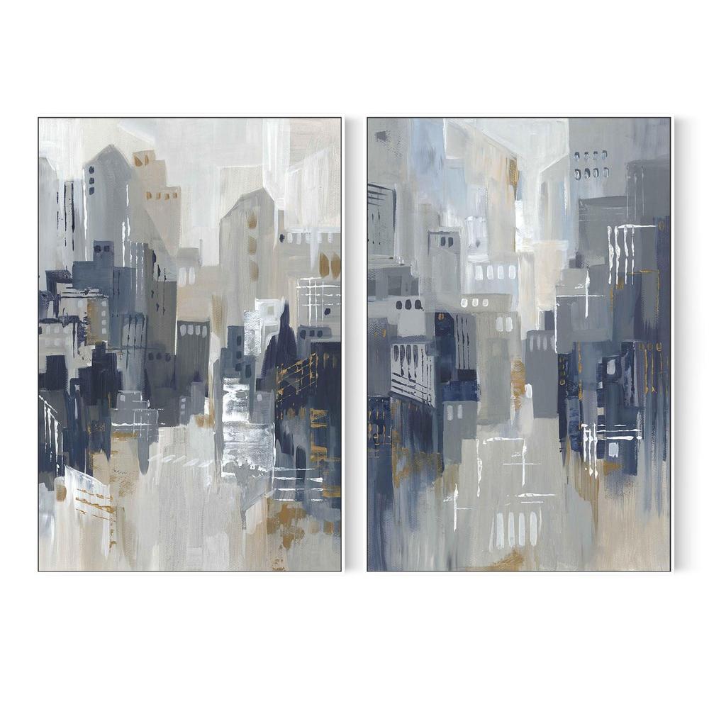 Indigo City, Style A & B, Set Of 2-by-Lera-wall-art-print-canvas-poster-framed-Gioia