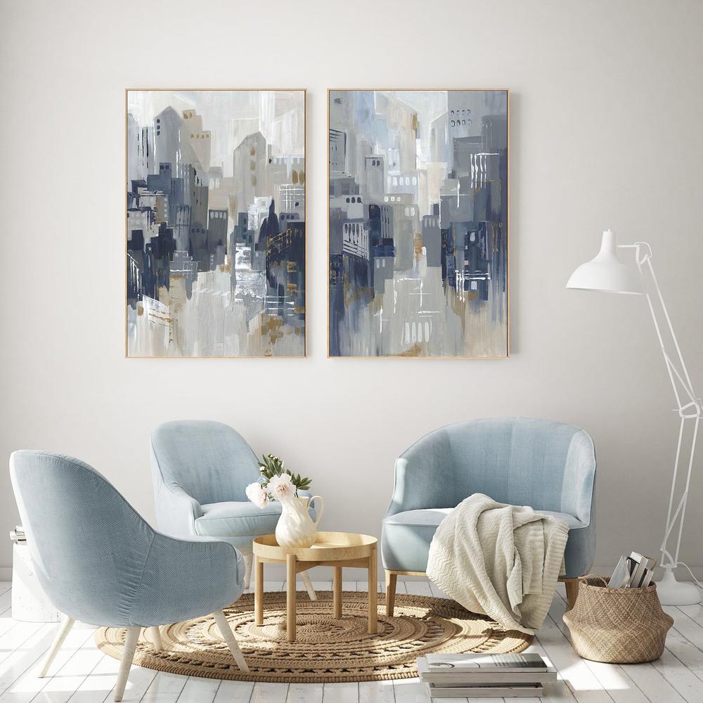 Indigo City, Style A & B, Set Of 2-by-Lera-wall-art-print-canvas-poster-framed-Gioia