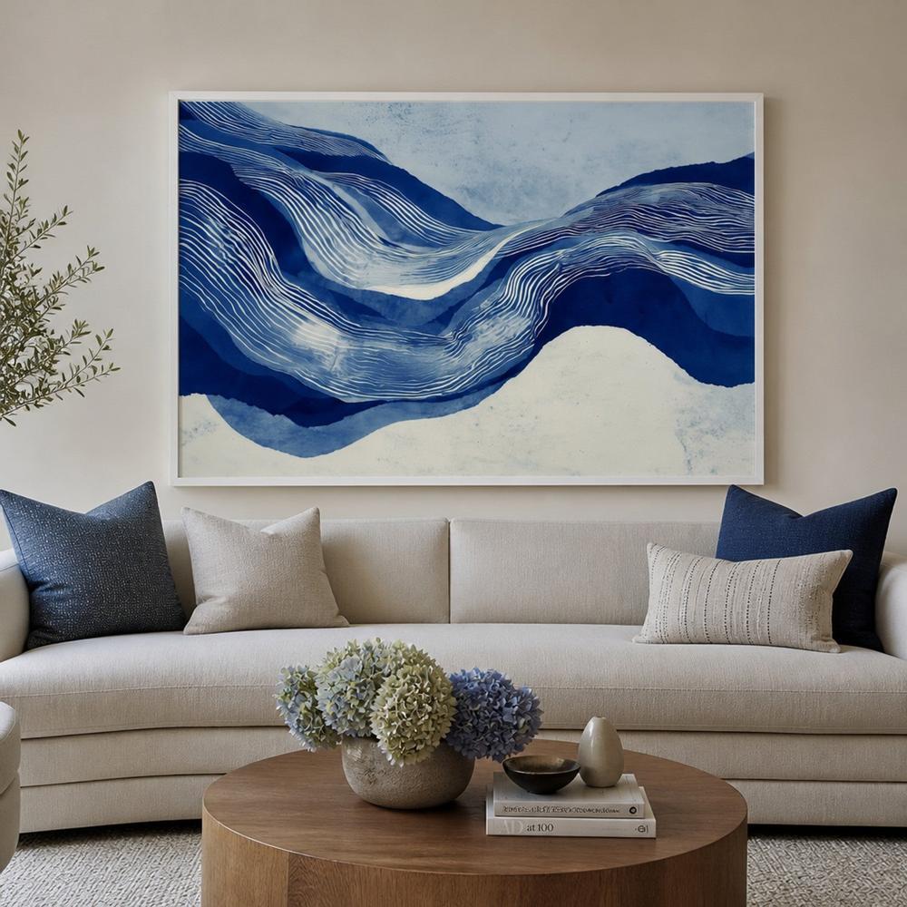 Indigo Contour Line Hills-by-Chromatic Storm Studio-wall-art-print-canvas-poster-framed-Gioia