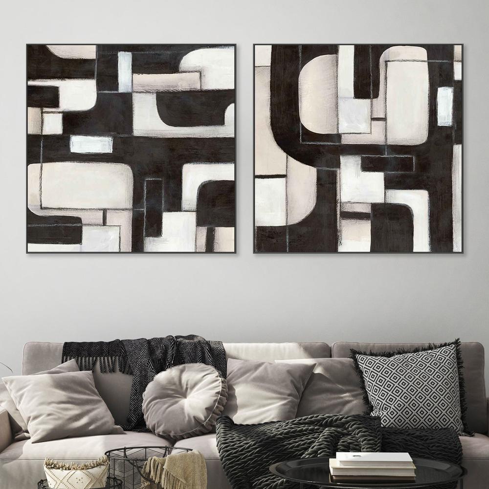Interwoven Paths in Monochrome, Style A & B, Set Of 2-by-Emma Peal-wall-art-print-canvas-poster-framed-Gioia