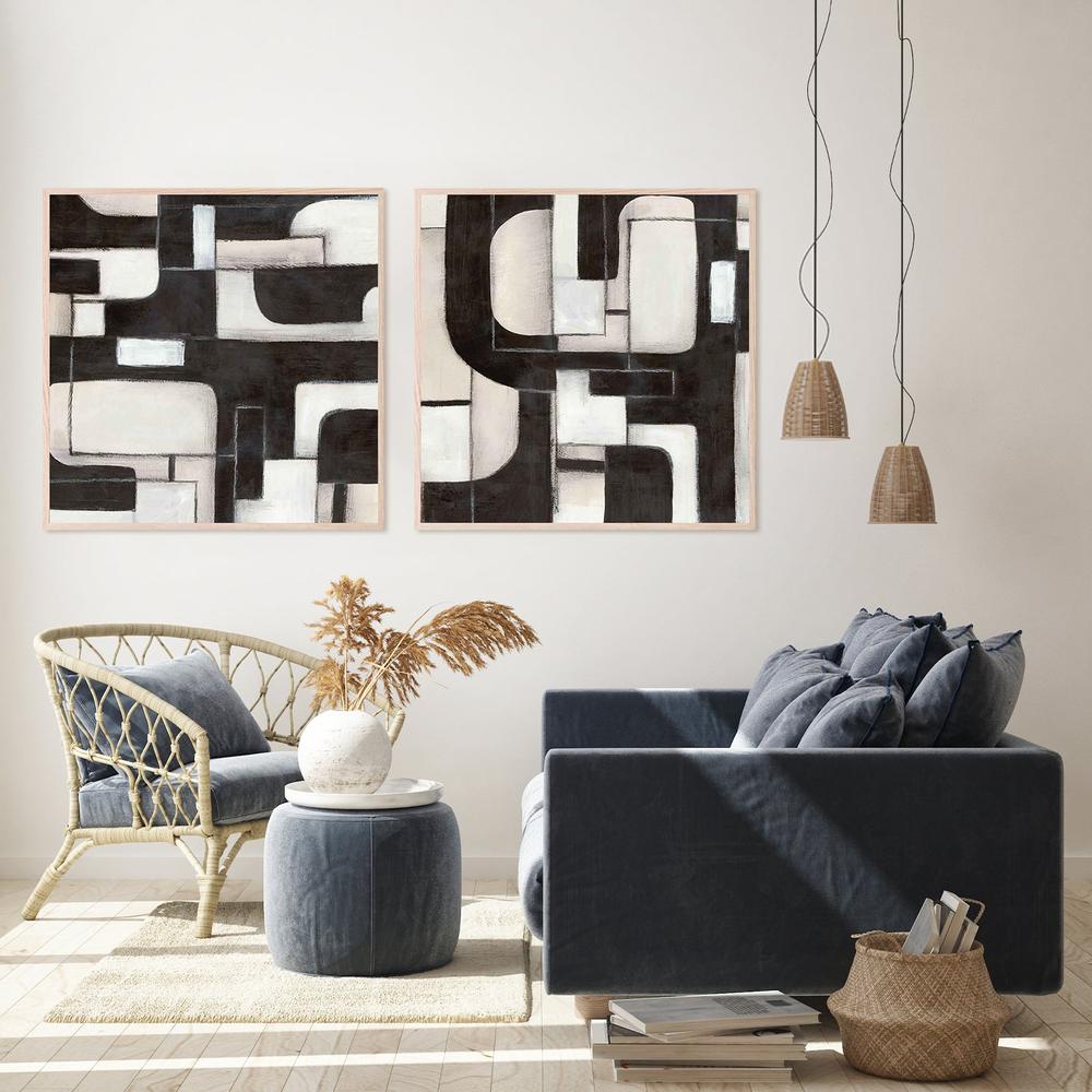 Interwoven Paths in Monochrome, Style A & B, Set Of 2-by-Emma Peal-wall-art-print-canvas-poster-framed-Gioia
