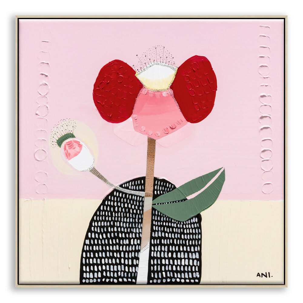 Poppy Girl  framed Oak Canvas 