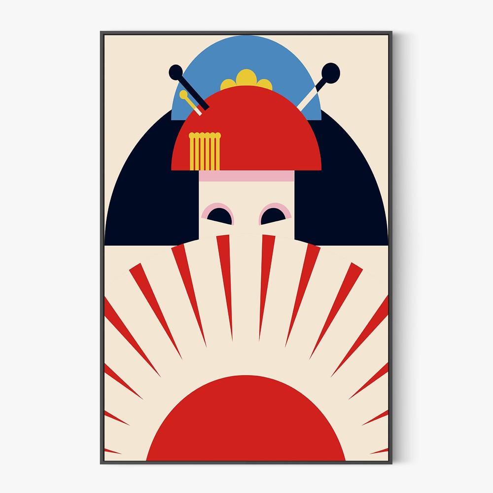 Japanese Geisha Rising Sun-by-Retrodrome-wall-art-print-canvas-poster-framed-Gioia