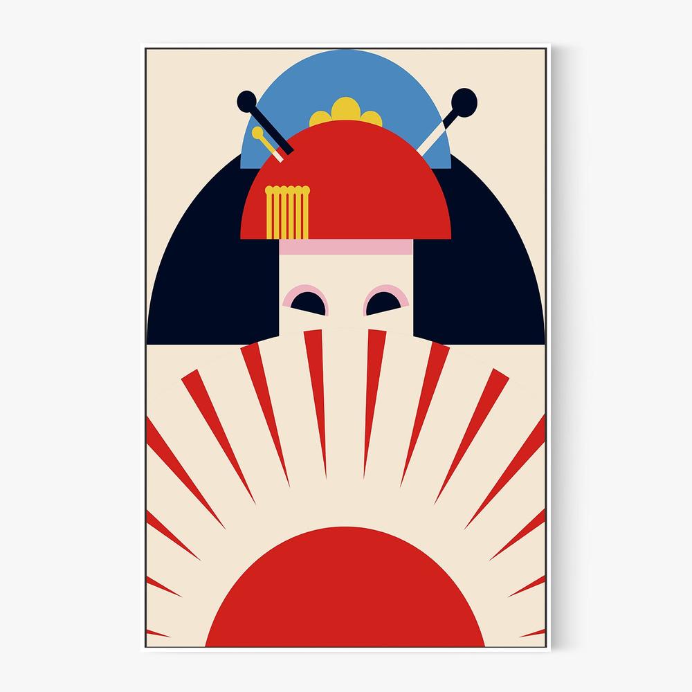 Japanese Geisha Rising Sun-by-Retrodrome-wall-art-print-canvas-poster-framed-Gioia