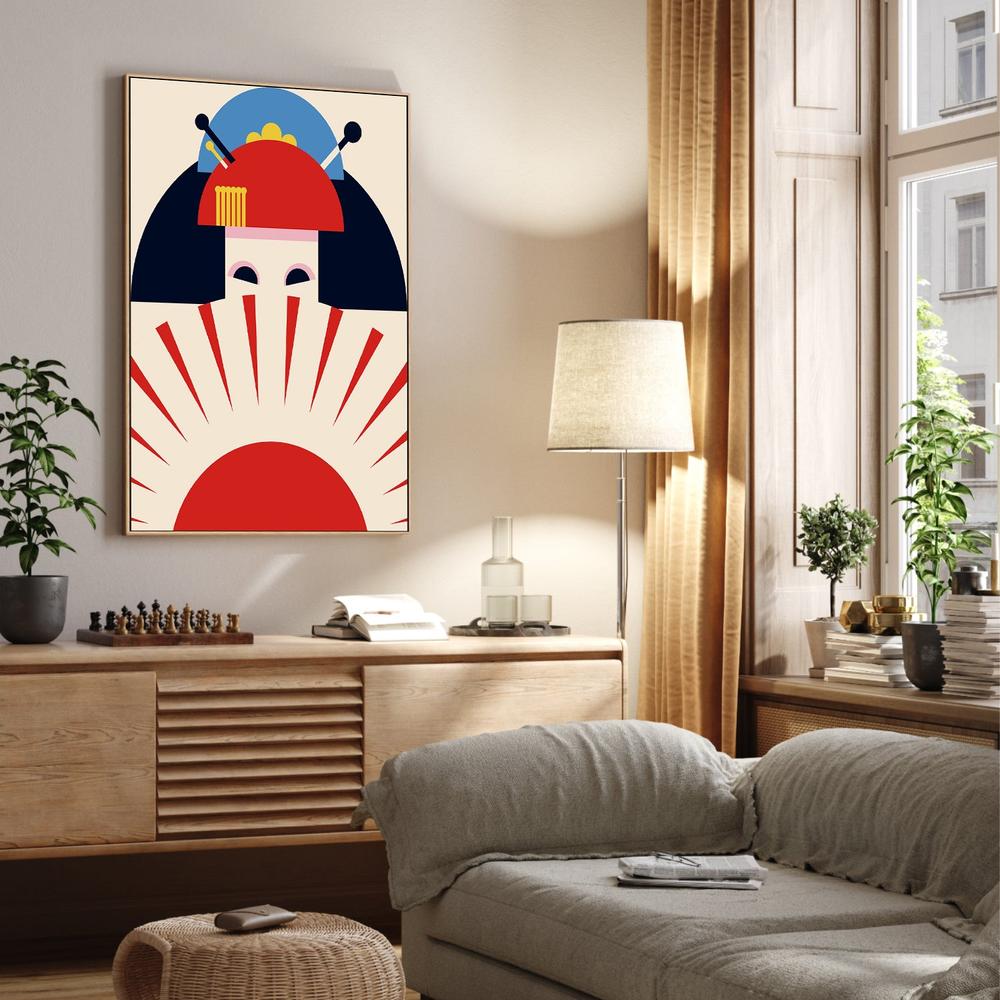 Japanese Geisha Rising Sun-by-Retrodrome-wall-art-print-canvas-poster-framed-Gioia