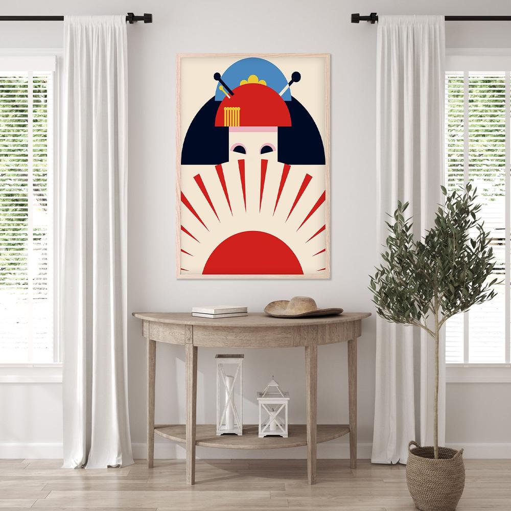 Japanese Geisha Rising Sun-by-Retrodrome-wall-art-print-canvas-poster-framed-Gioia