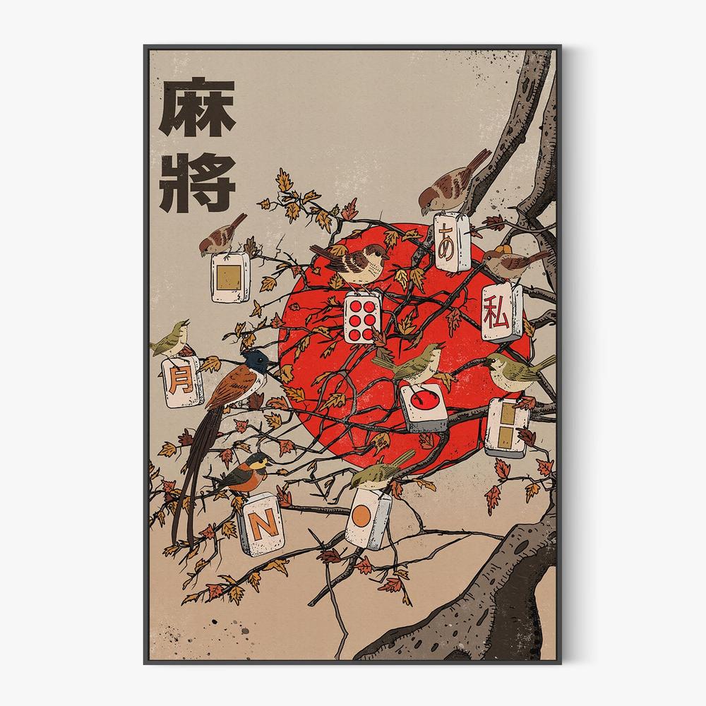 Japanese Mahjong Birds-by-Nicholas-wall-art-print-canvas-poster-framed-Gioia