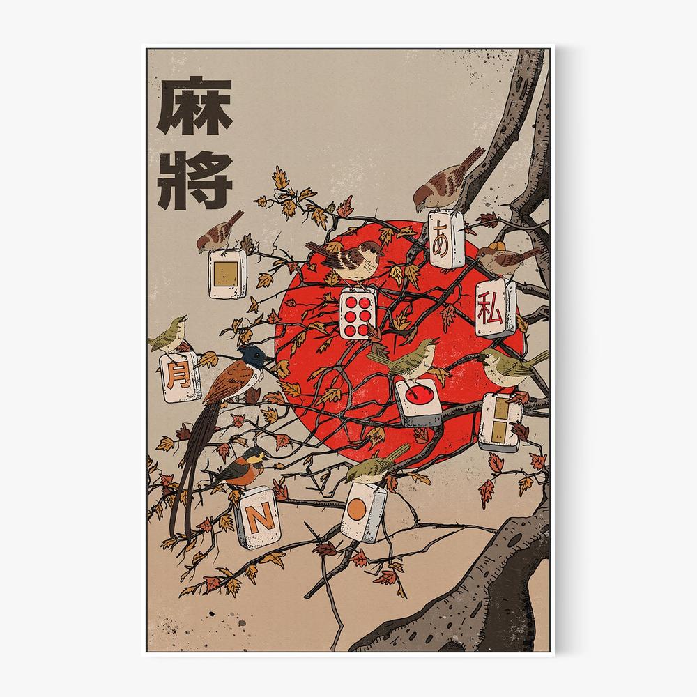 Japanese Mahjong Birds-by-Nicholas-wall-art-print-canvas-poster-framed-Gioia