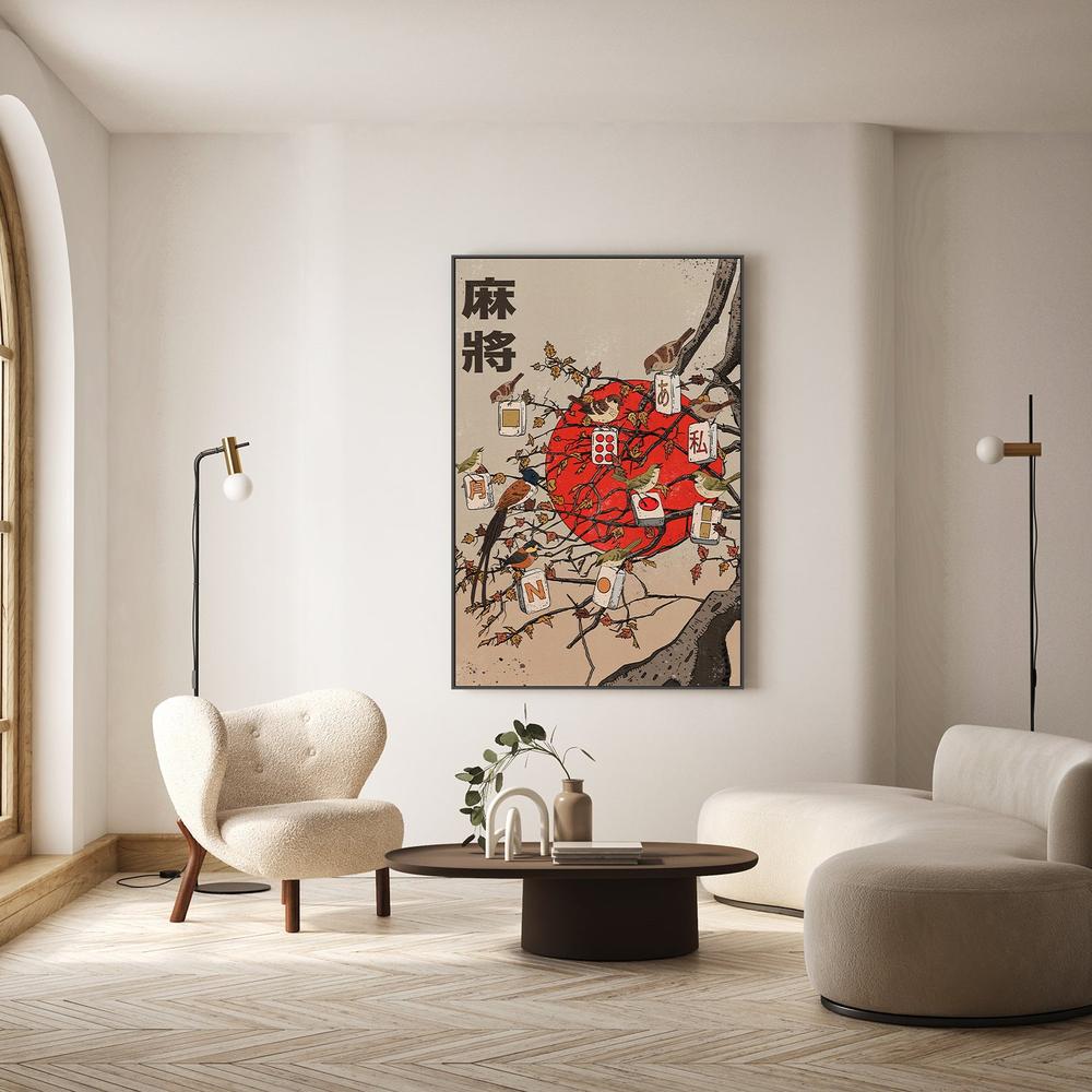 Japanese Mahjong Birds-by-Nicholas-wall-art-print-canvas-poster-framed-Gioia