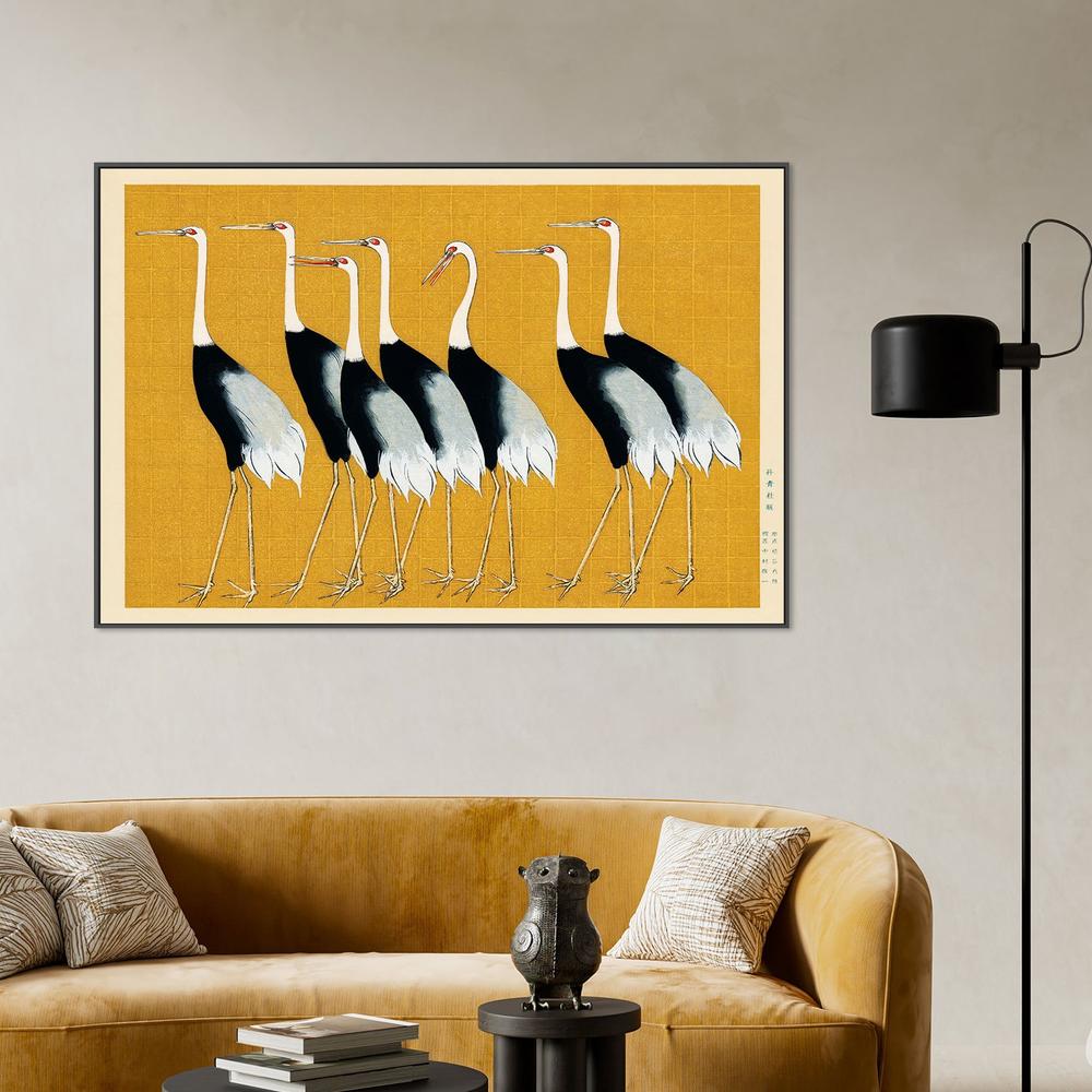 Japanese Red Crown Crane-by-Ogata Korin-wall-art-print-canvas-poster-framed-Gioia