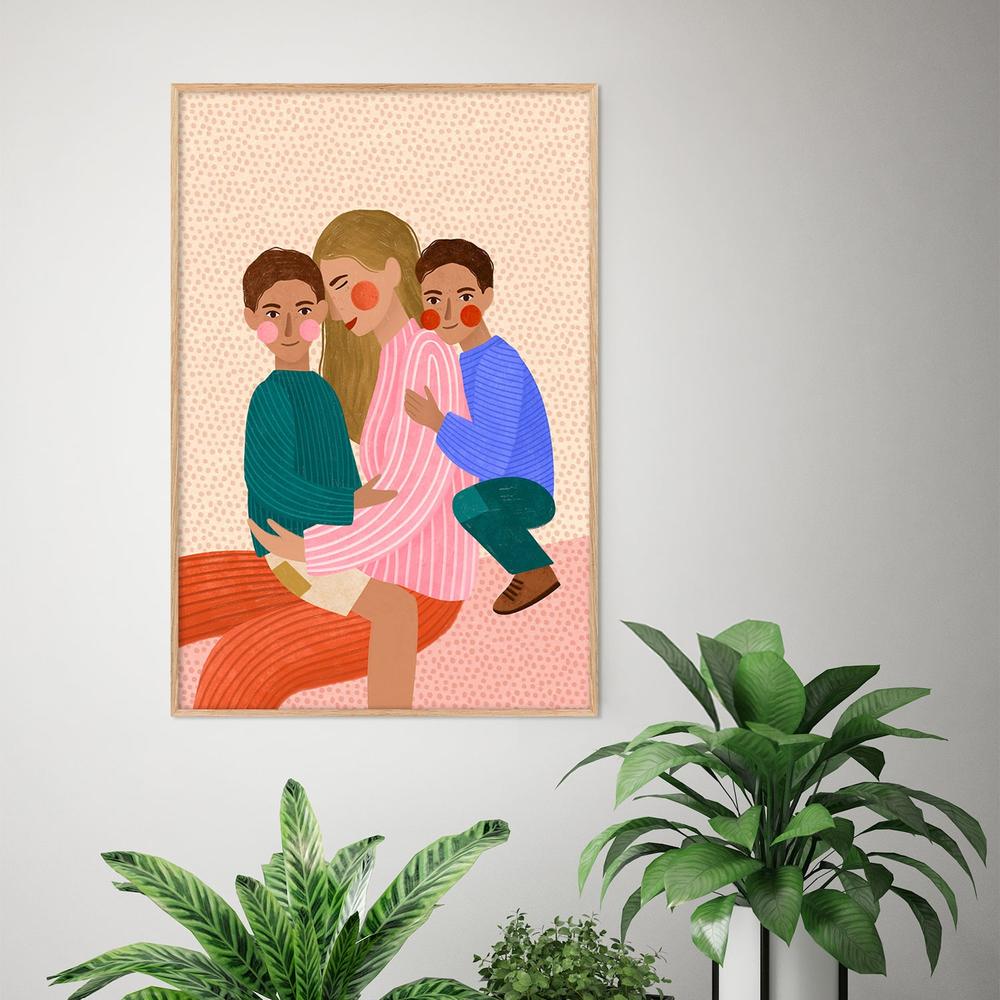 Joyful Family Hug-by-Bea Muller-wall-art-print-canvas-poster-framed-Gioia