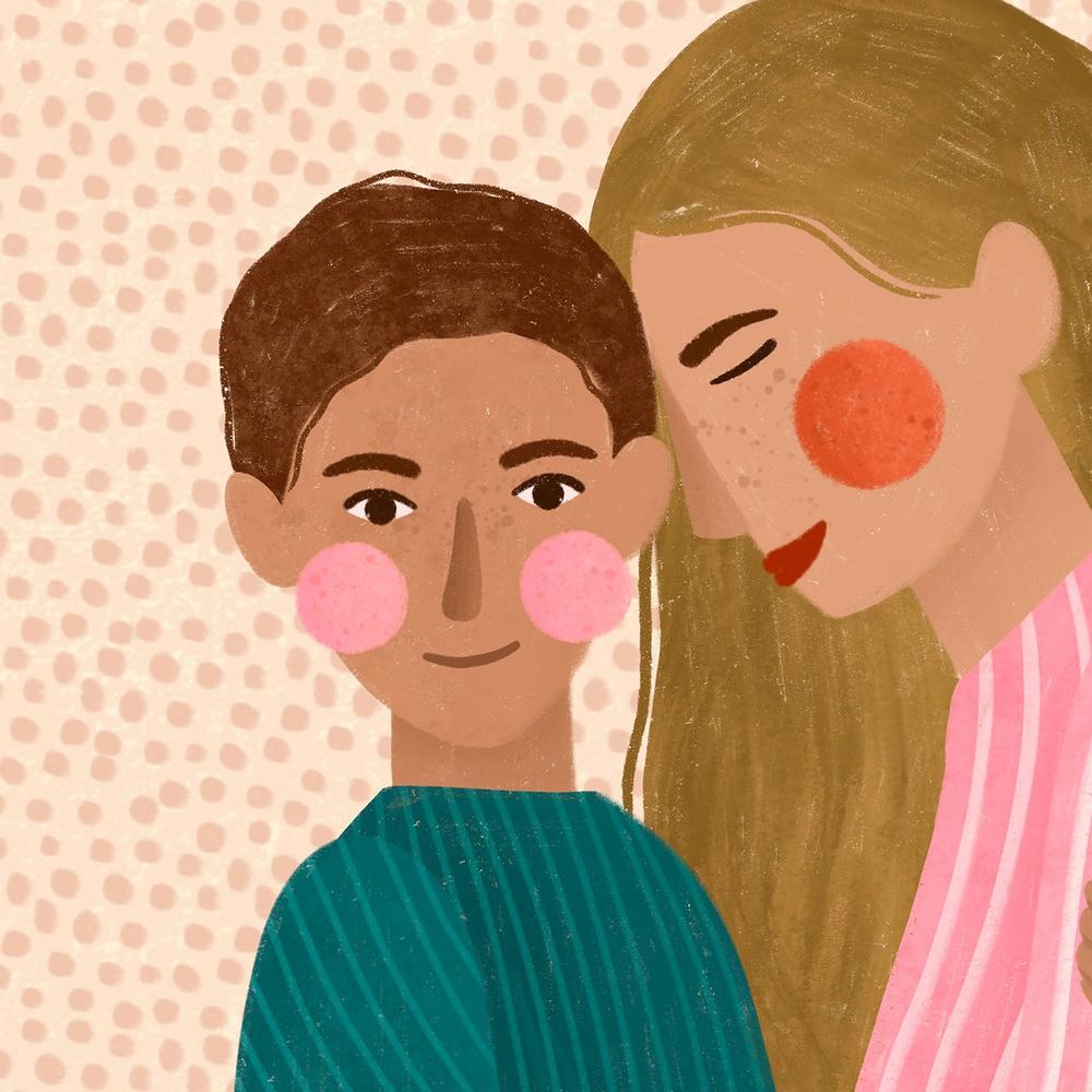 Joyful Family Hug-by-Bea Muller-wall-art-print-canvas-poster-framed-Gioia