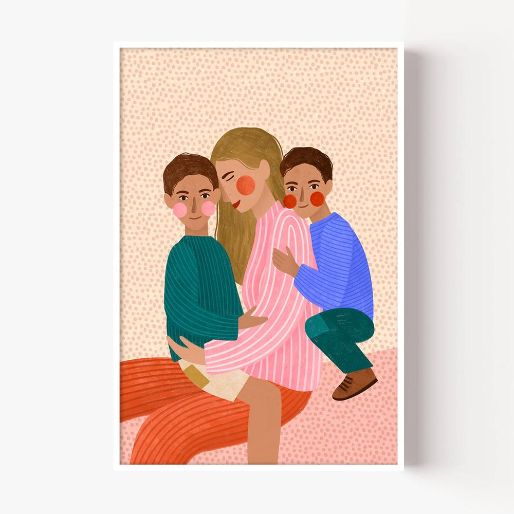 Joyful Family Hug-by-Bea Muller-wall-art-print-canvas-poster-framed-Gioia