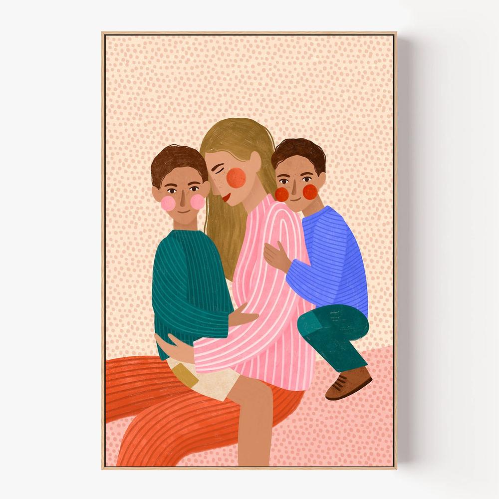 Joyful Family Hug-by-Bea Muller-wall-art-print-canvas-poster-framed-Gioia