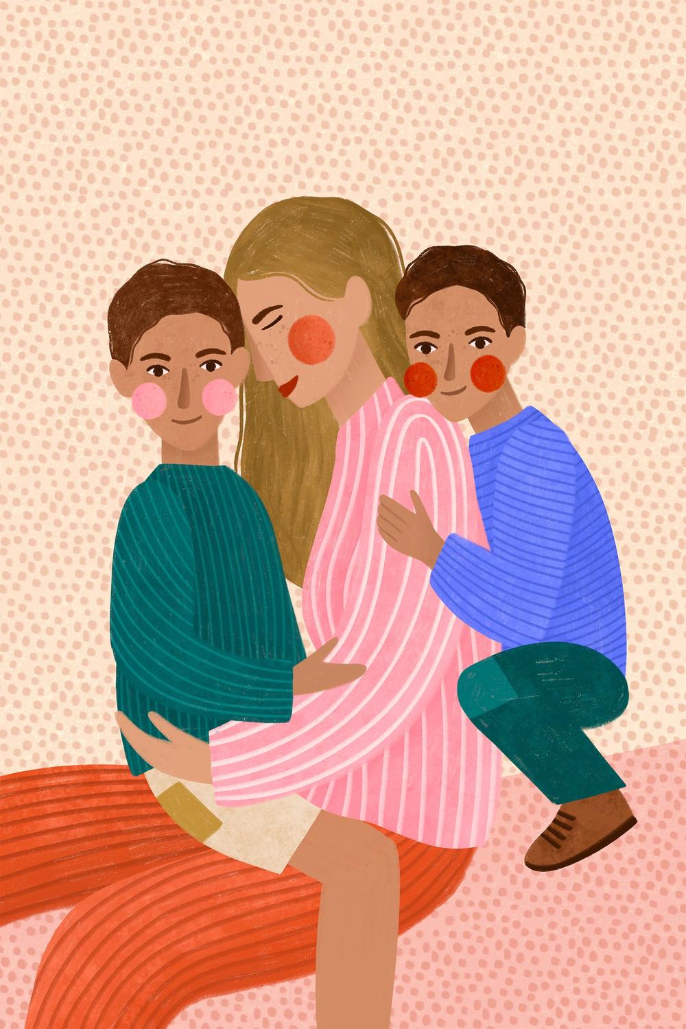 Joyful Family Hug-by-Bea Muller-wall-art-print-canvas-poster-framed-Gioia