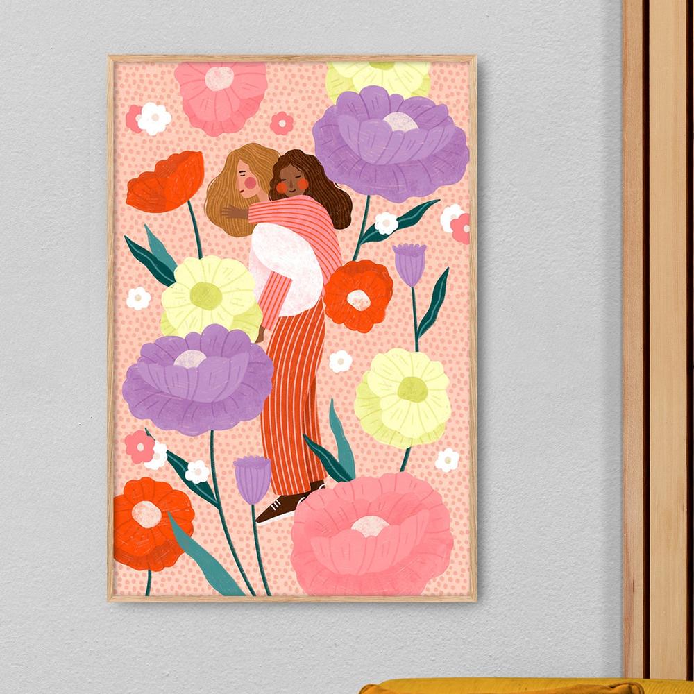 Joyful Floral Embrace-by-Bea Muller-wall-art-print-canvas-poster-framed-Gioia