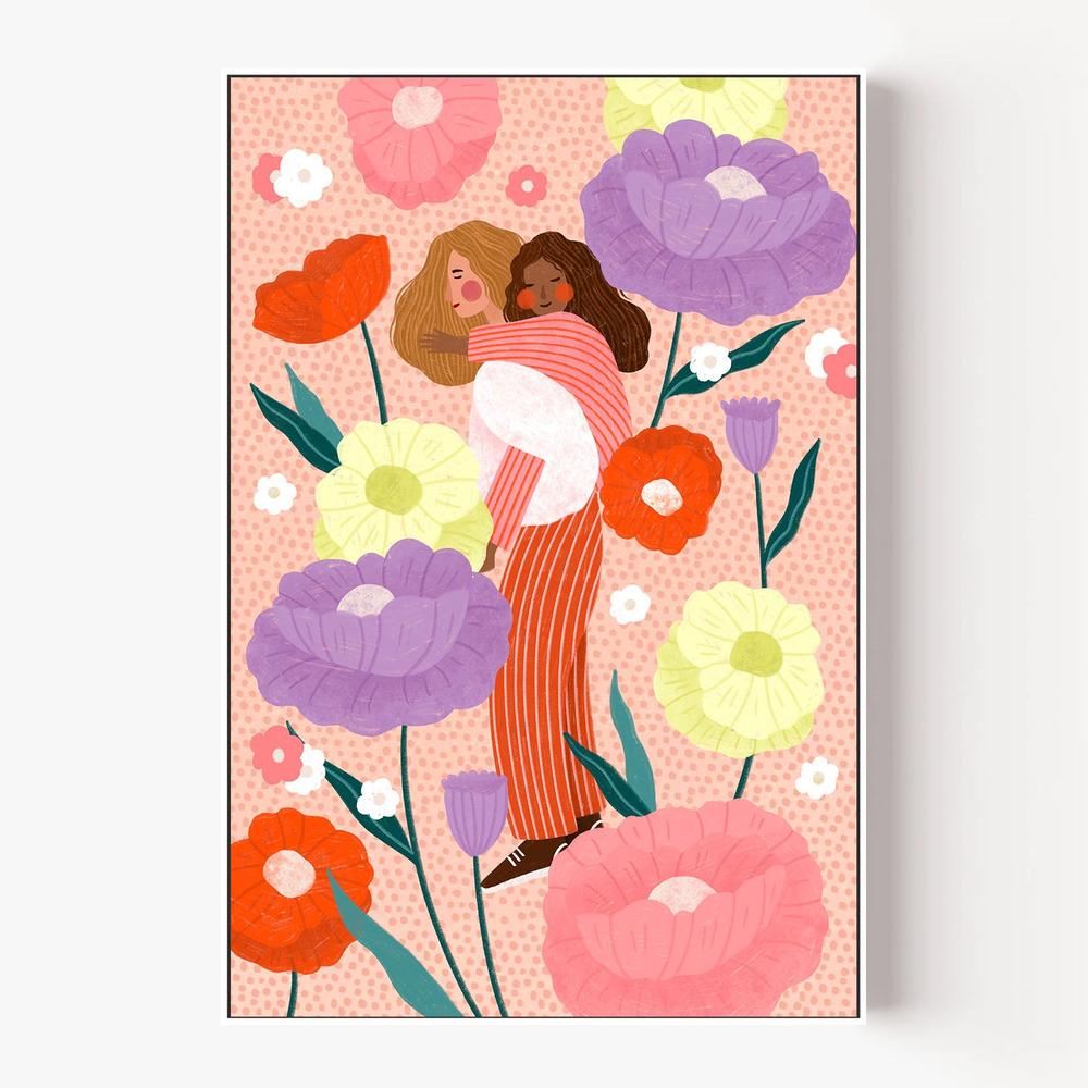 Joyful Floral Embrace-by-Bea Muller-wall-art-print-canvas-poster-framed-Gioia