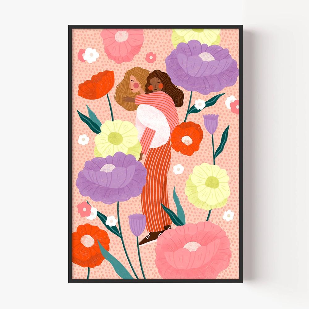 Joyful Floral Embrace-by-Bea Muller-wall-art-print-canvas-poster-framed-Gioia