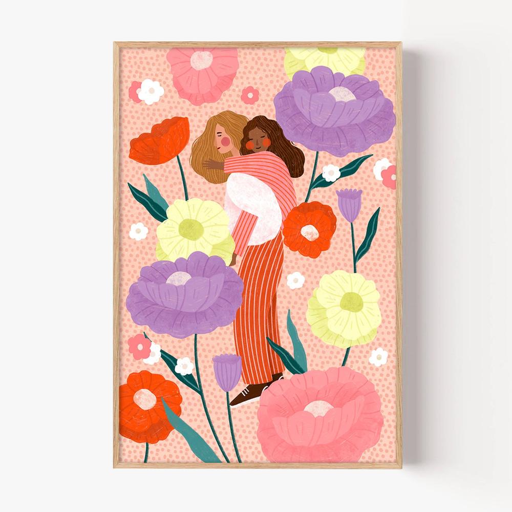 Joyful Floral Embrace-by-Bea Muller-wall-art-print-canvas-poster-framed-Gioia