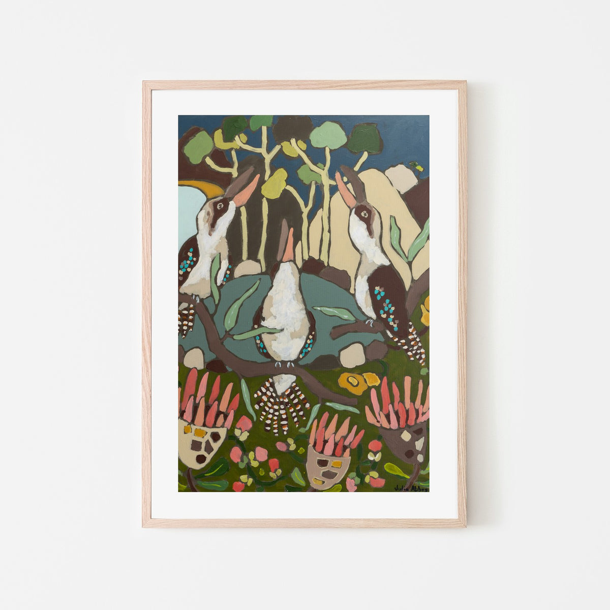 Laughing Kookaburras-by-Julia Abbey-wall-art-print-canvas-poster-framed-Gioia