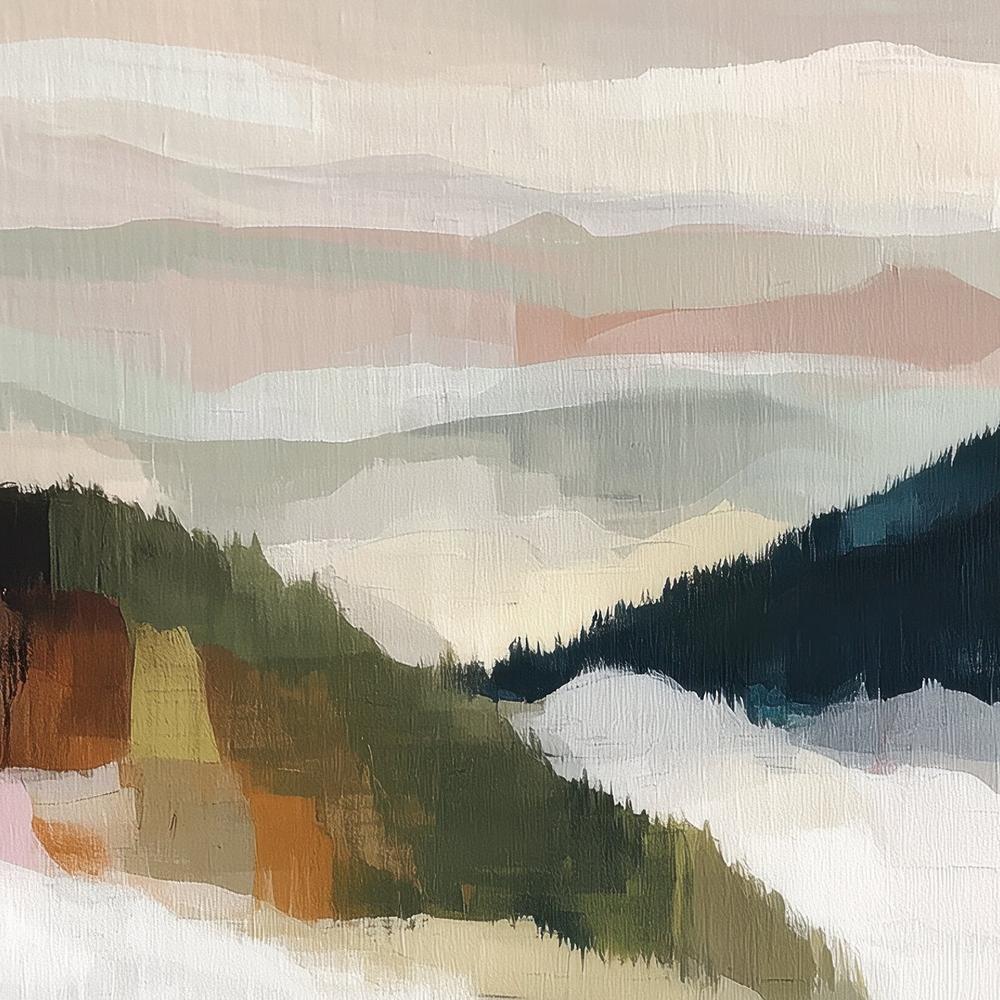 Layered Mountain Valley with Pine Trees-by-Jordão de Abreu-wall-art-print-canvas-poster-framed-Gioia