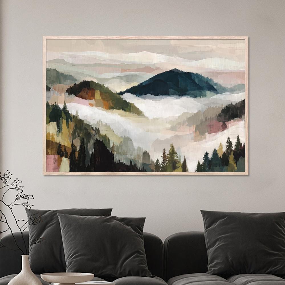 Layered Mountain Valley with Pine Trees-by-Jordão de Abreu-wall-art-print-canvas-poster-framed-Gioia