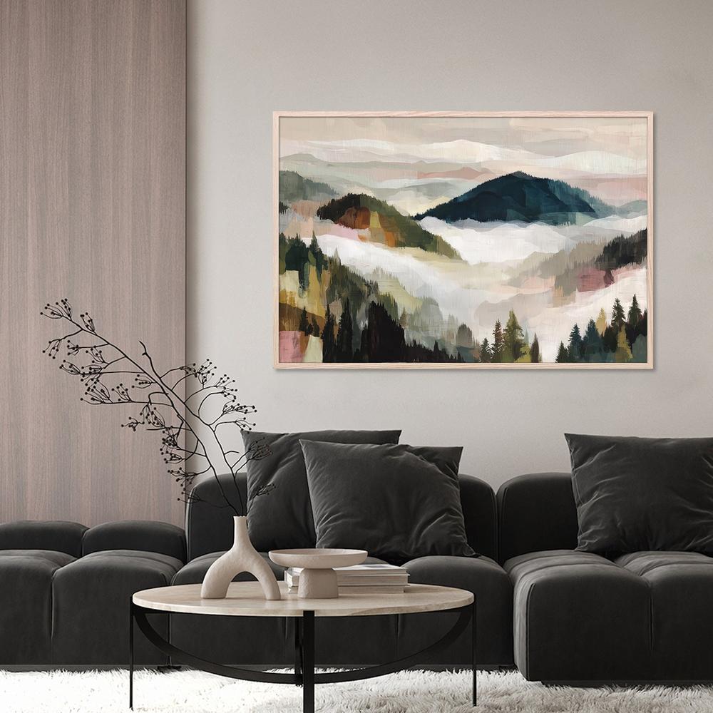 Layered Mountain Valley with Pine Trees-by-Jordão de Abreu-wall-art-print-canvas-poster-framed-Gioia