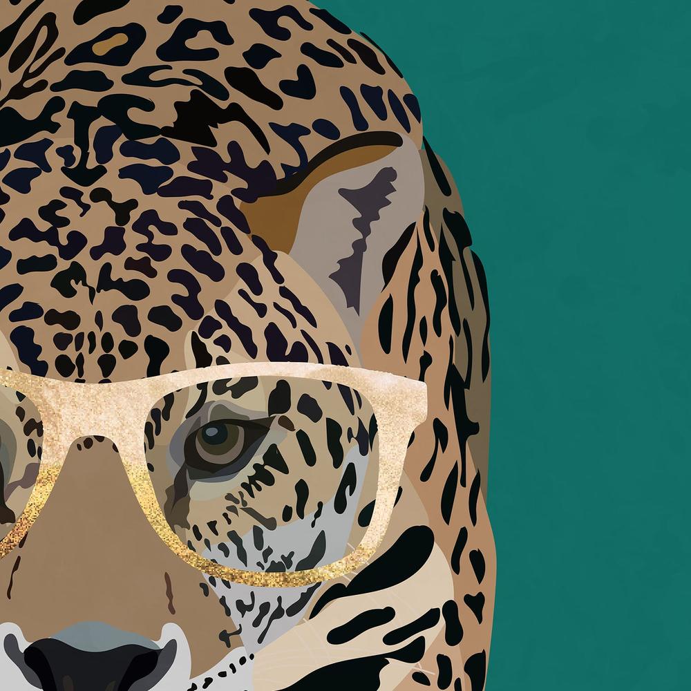 Leopard With Gold Glasses-by-Sarah Manovski-wall-art-print-canvas-poster-framed-Gioia
