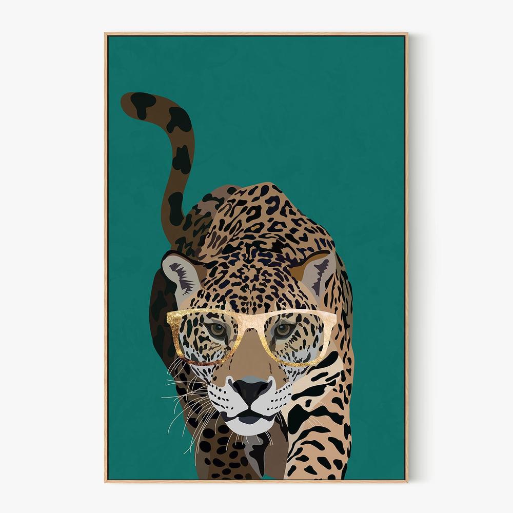Leopard With Gold Glasses-by-Sarah Manovski-wall-art-print-canvas-poster-framed-Gioia