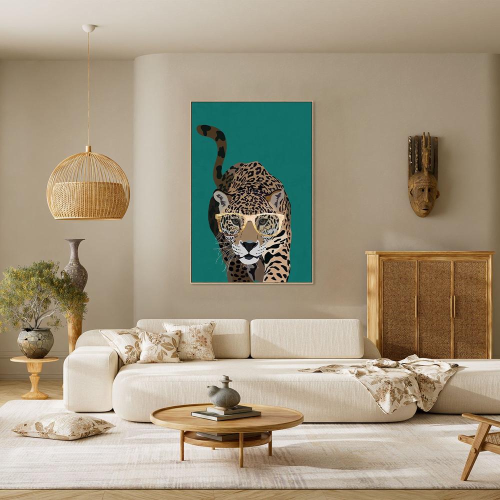 Leopard With Gold Glasses-by-Sarah Manovski-wall-art-print-canvas-poster-framed-Gioia