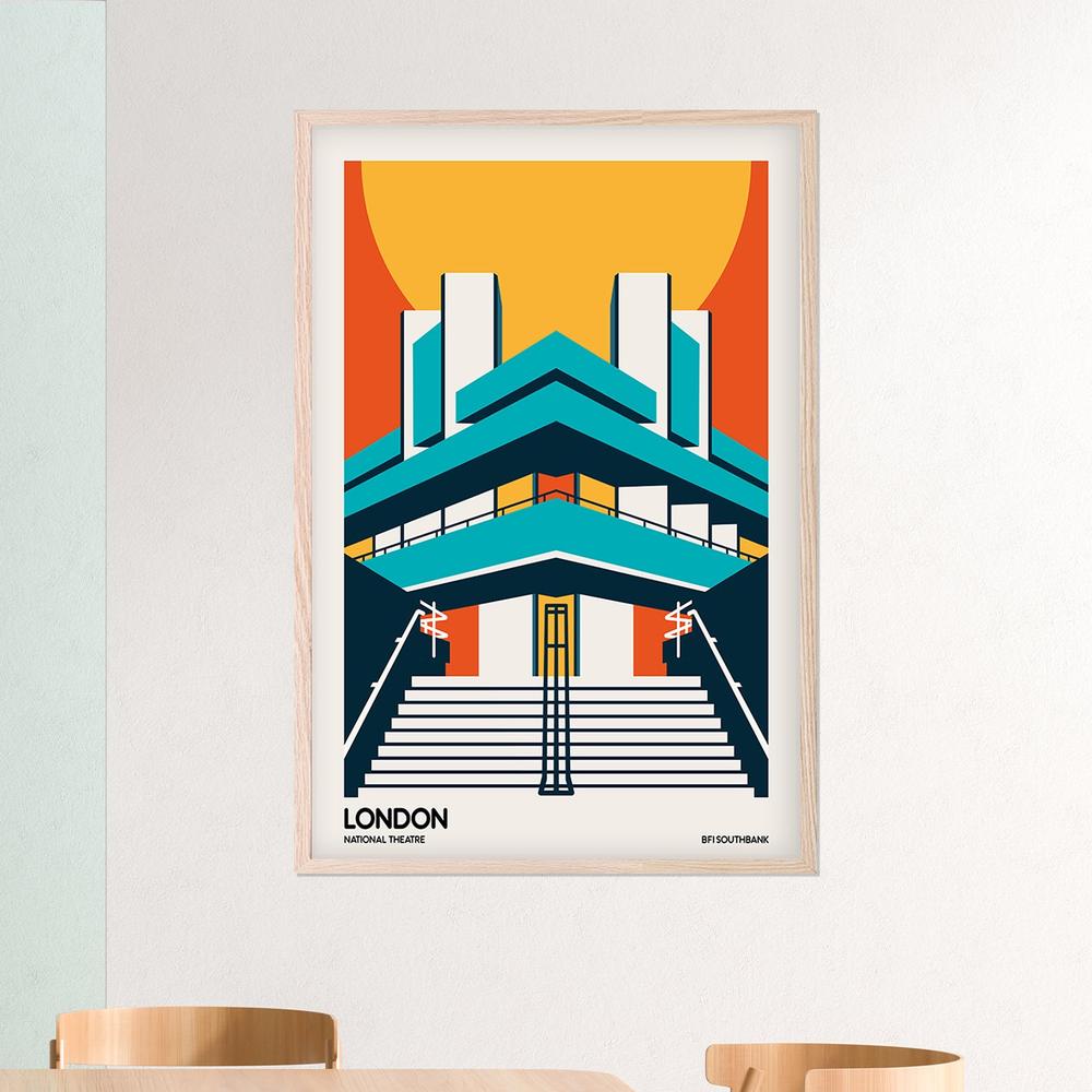 London National Theatre-by-Retrodrome-wall-art-print-canvas-poster-framed-Gioia