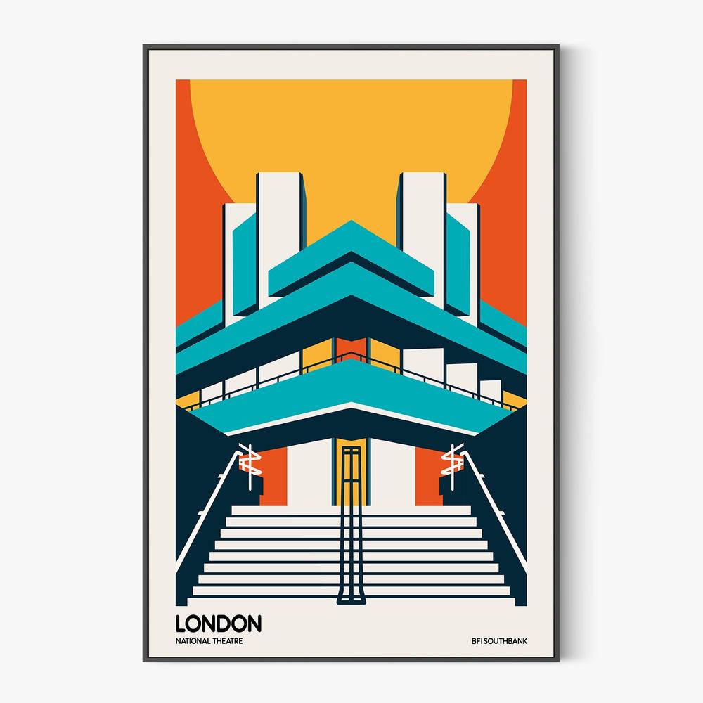 London National Theatre-by-Retrodrome-wall-art-print-canvas-poster-framed-Gioia