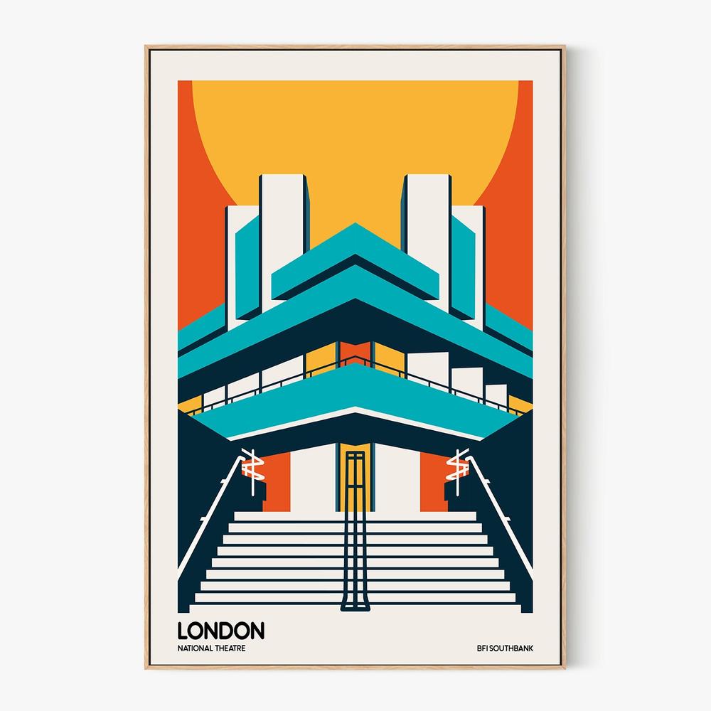 London National Theatre-by-Retrodrome-wall-art-print-canvas-poster-framed-Gioia