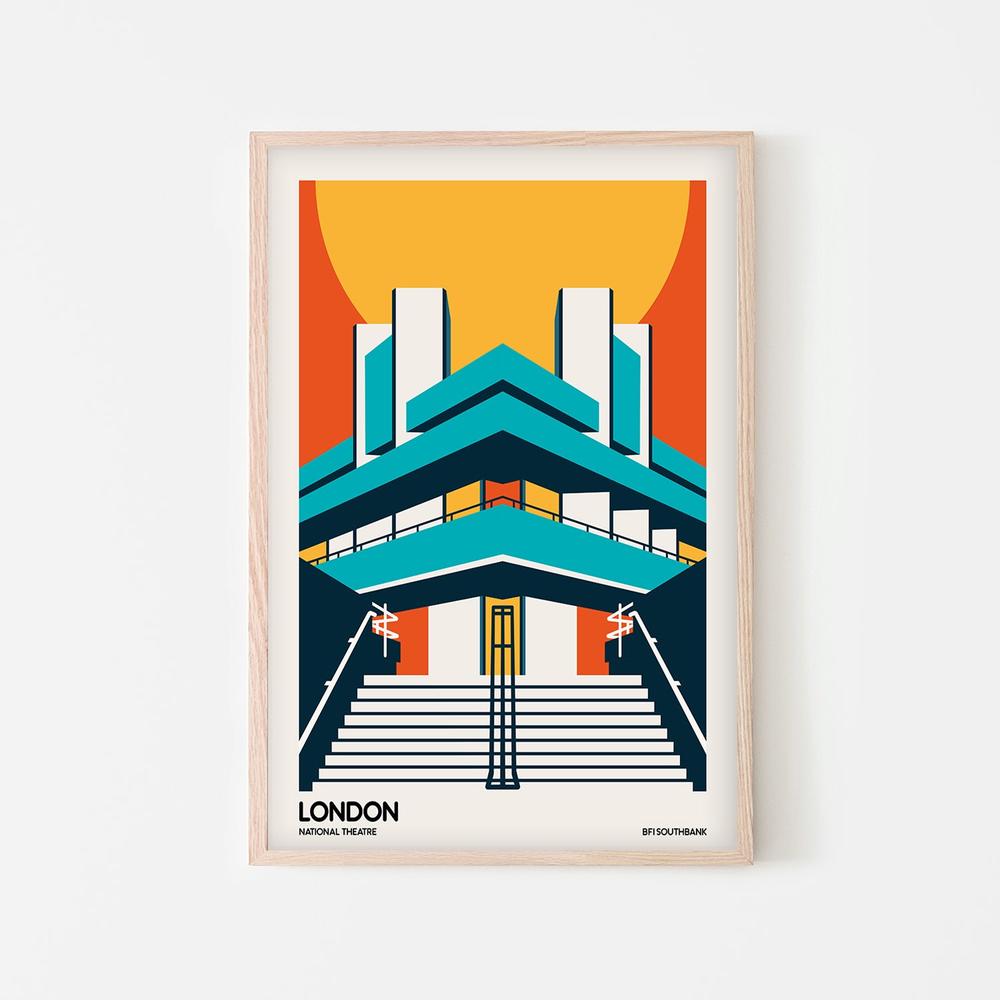 London National Theatre-by-Retrodrome-wall-art-print-canvas-poster-framed-Gioia