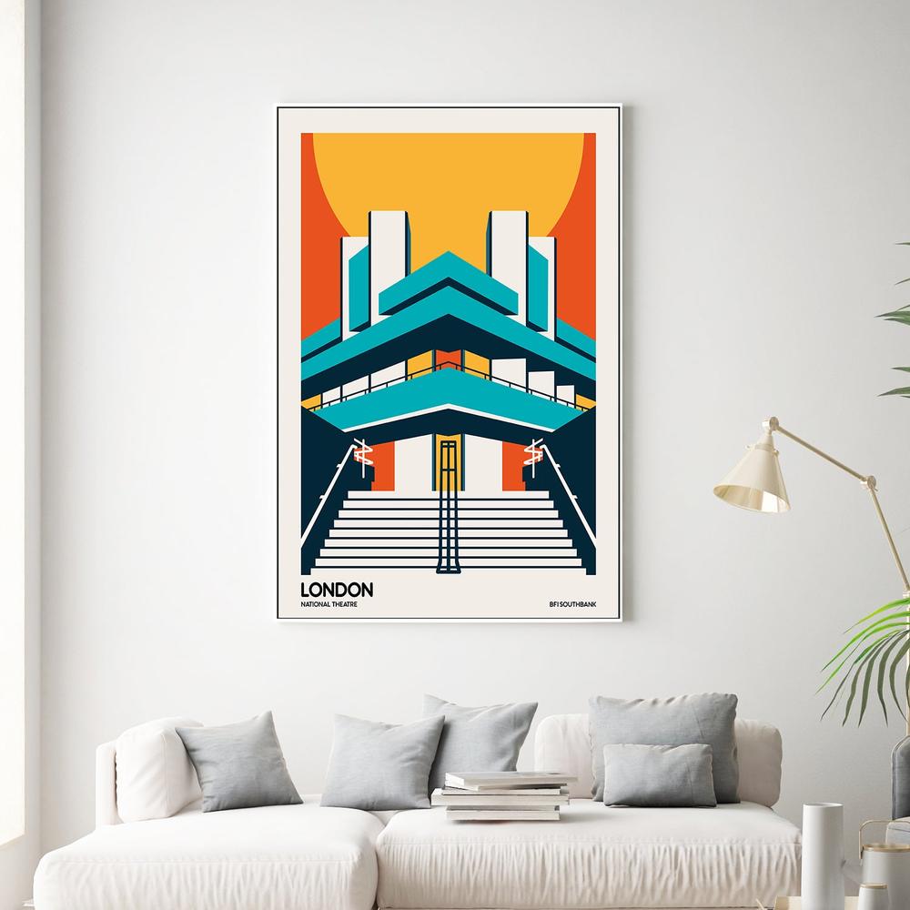 London National Theatre-by-Retrodrome-wall-art-print-canvas-poster-framed-Gioia