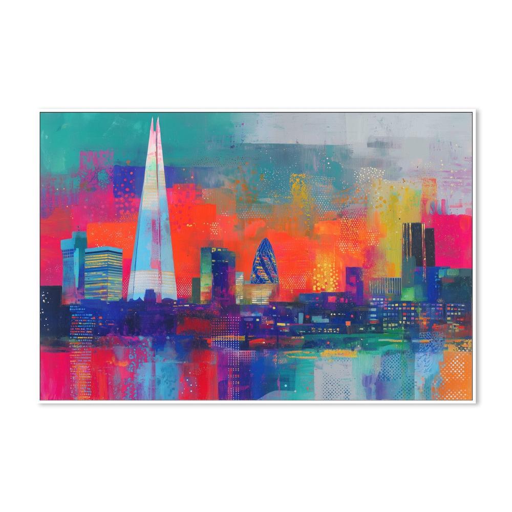 London Skyline in Neon-by-Chromatic Storm Studio-wall-art-print-canvas-poster-framed-Gioia