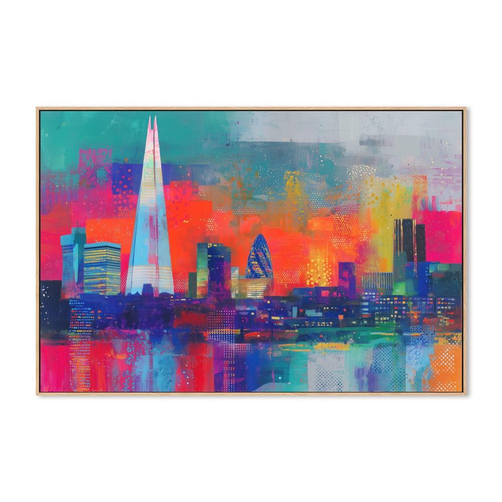London Skyline in Neon-by-Chromatic Storm Studio-wall-art-print-canvas-poster-framed-Gioia
