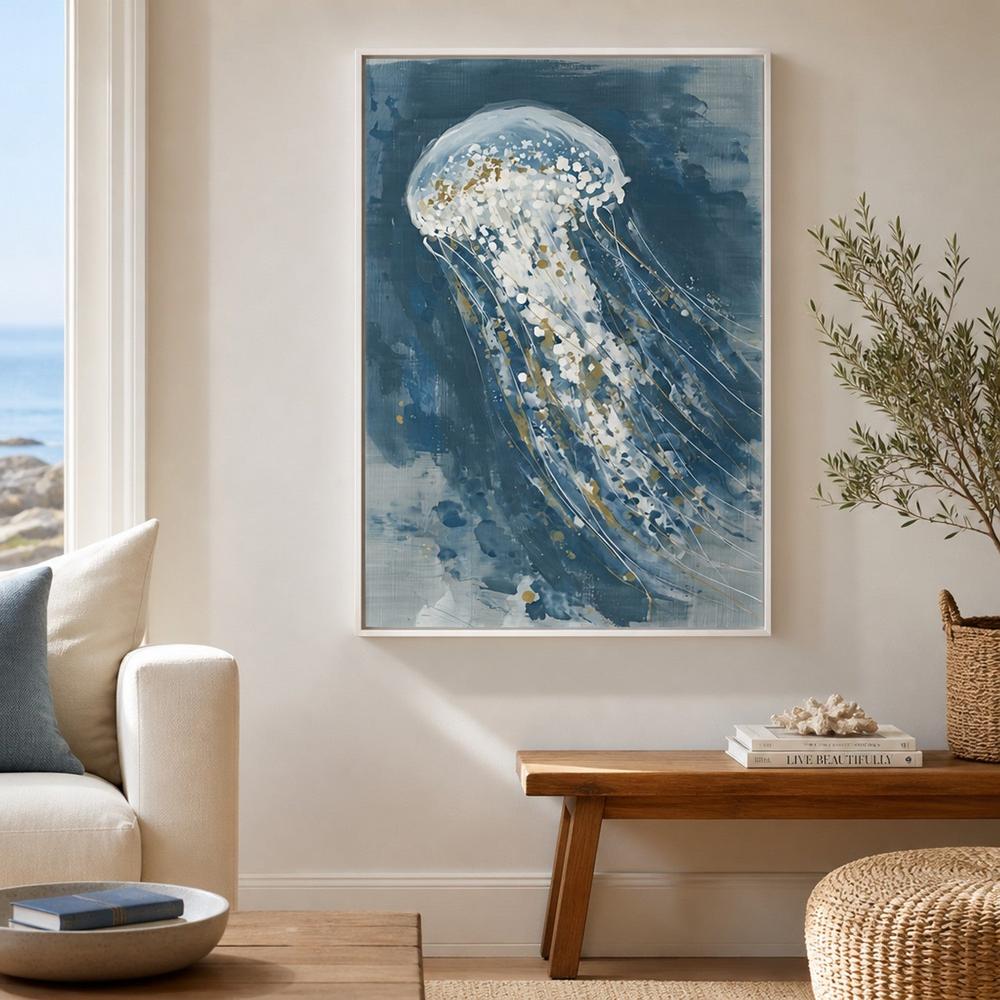 Lone Jellyfish Drift-by-Chromatic Storm Studio-wall-art-print-canvas-poster-framed-Gioia