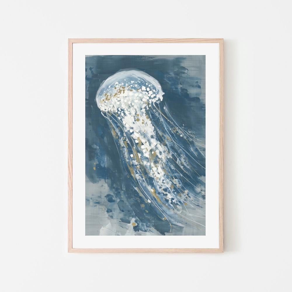 Lone Jellyfish Drift-by-Chromatic Storm Studio-wall-art-print-canvas-poster-framed-Gioia