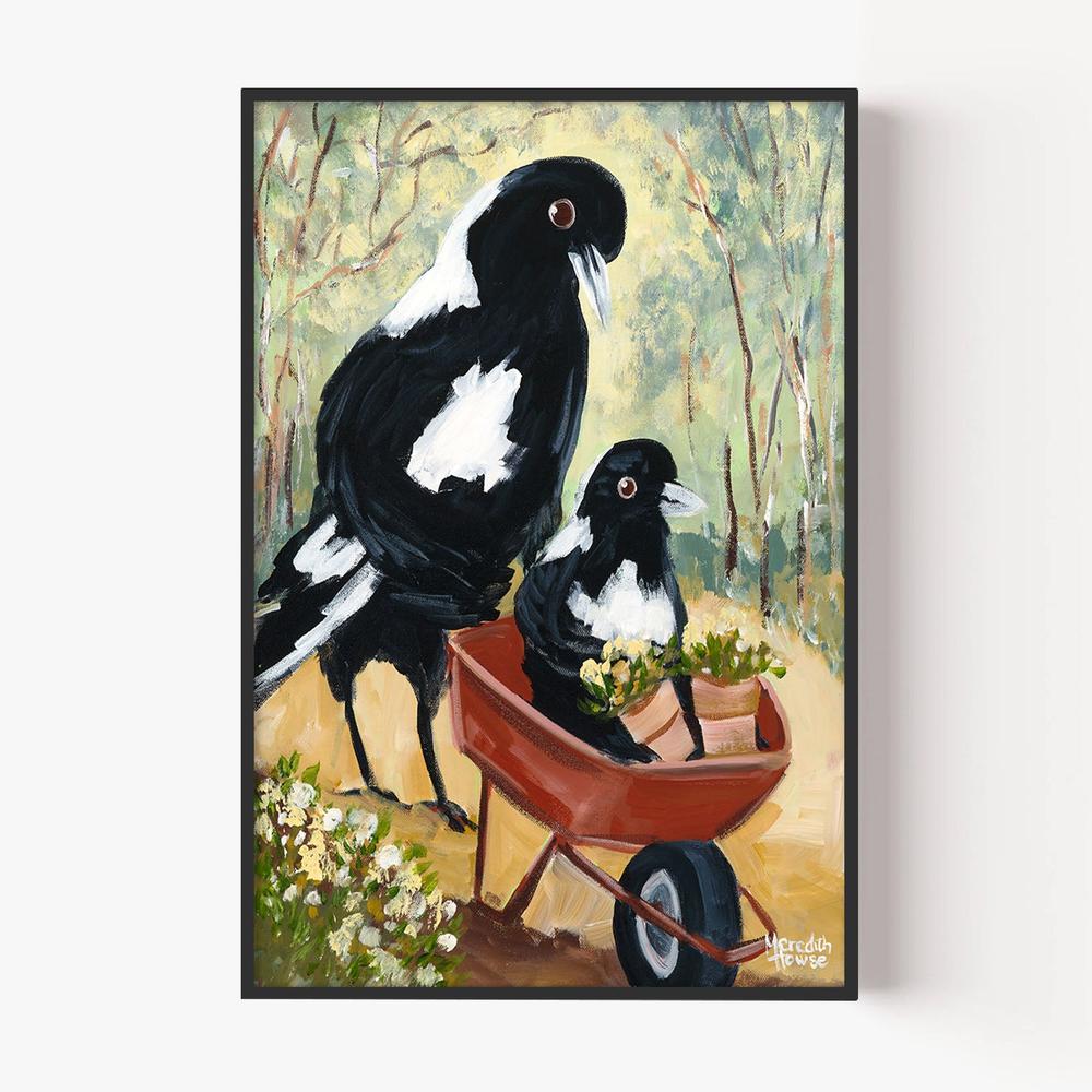 Magpie Garden-by-Meredith Howse-wall-art-print-canvas-poster-framed-Gioia