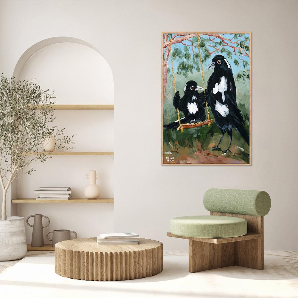 Magpie Swing-by-Meredith Howse-wall-art-print-canvas-poster-framed-Gioia