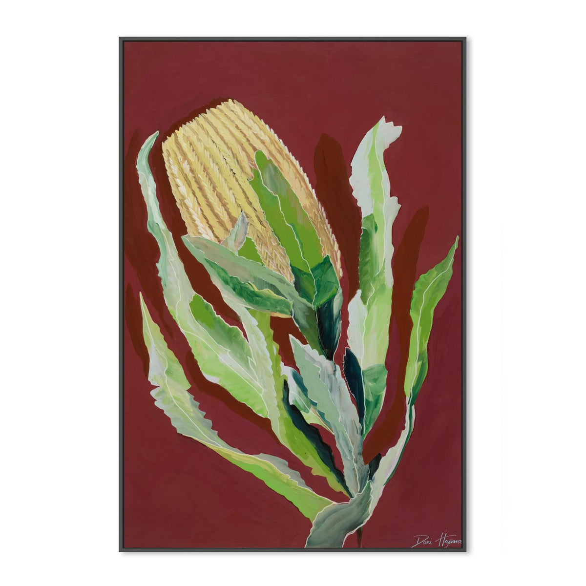 Maroon Banksia-by-Dani Heyward-wall-art-print-canvas-poster-framed-Gioia