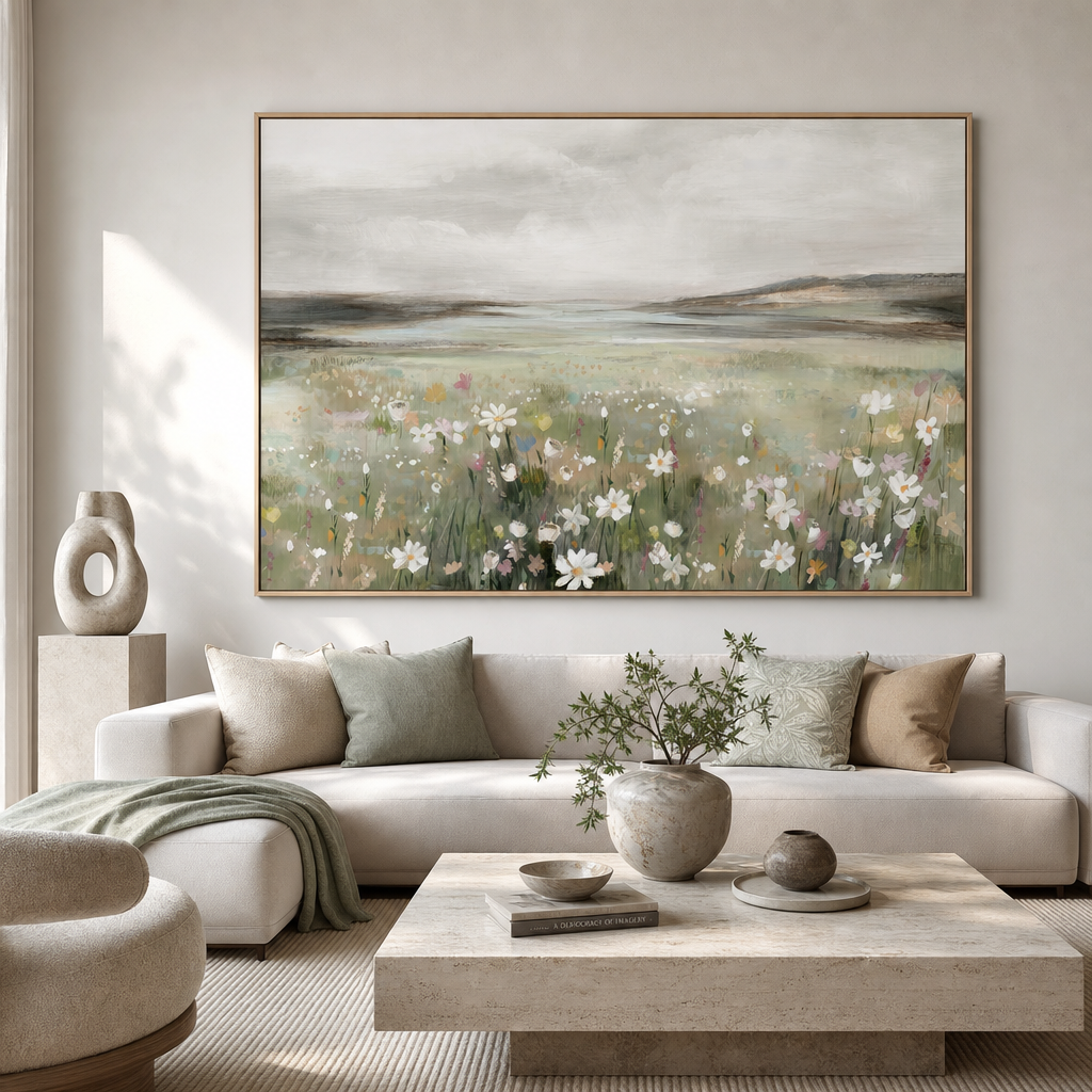 Soft Meadow Under Cloudy Sky