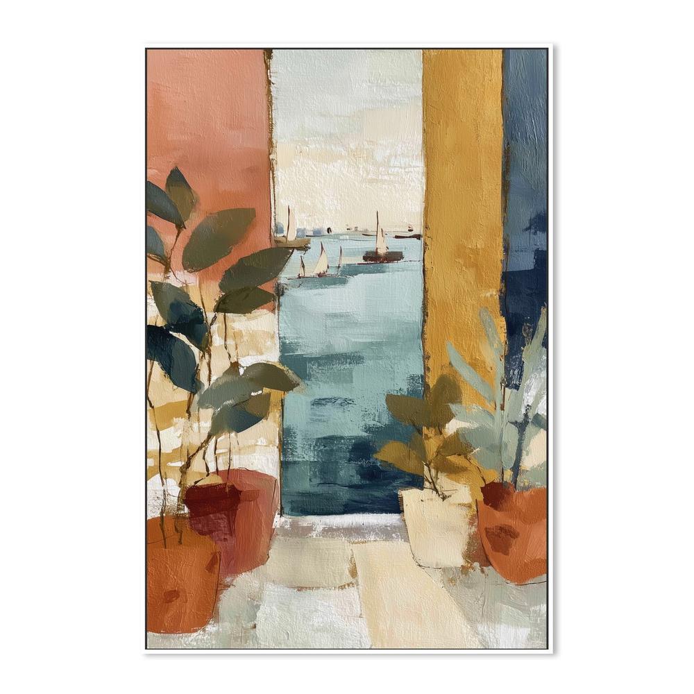 Mediterranean Window with Sailboats-by-Chromatic Storm Studio-wall-art-print-canvas-poster-framed-Gioia