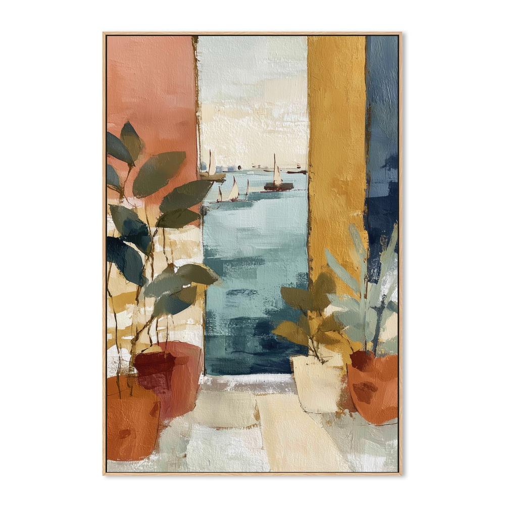 Mediterranean Window with Sailboats-by-Chromatic Storm Studio-wall-art-print-canvas-poster-framed-Gioia