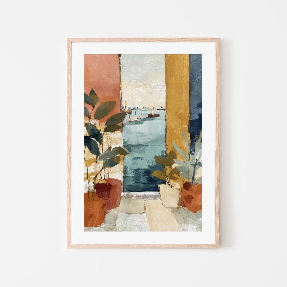 Mediterranean Window with Sailboats-by-Chromatic Storm Studio-wall-art-print-canvas-poster-framed-Gioia