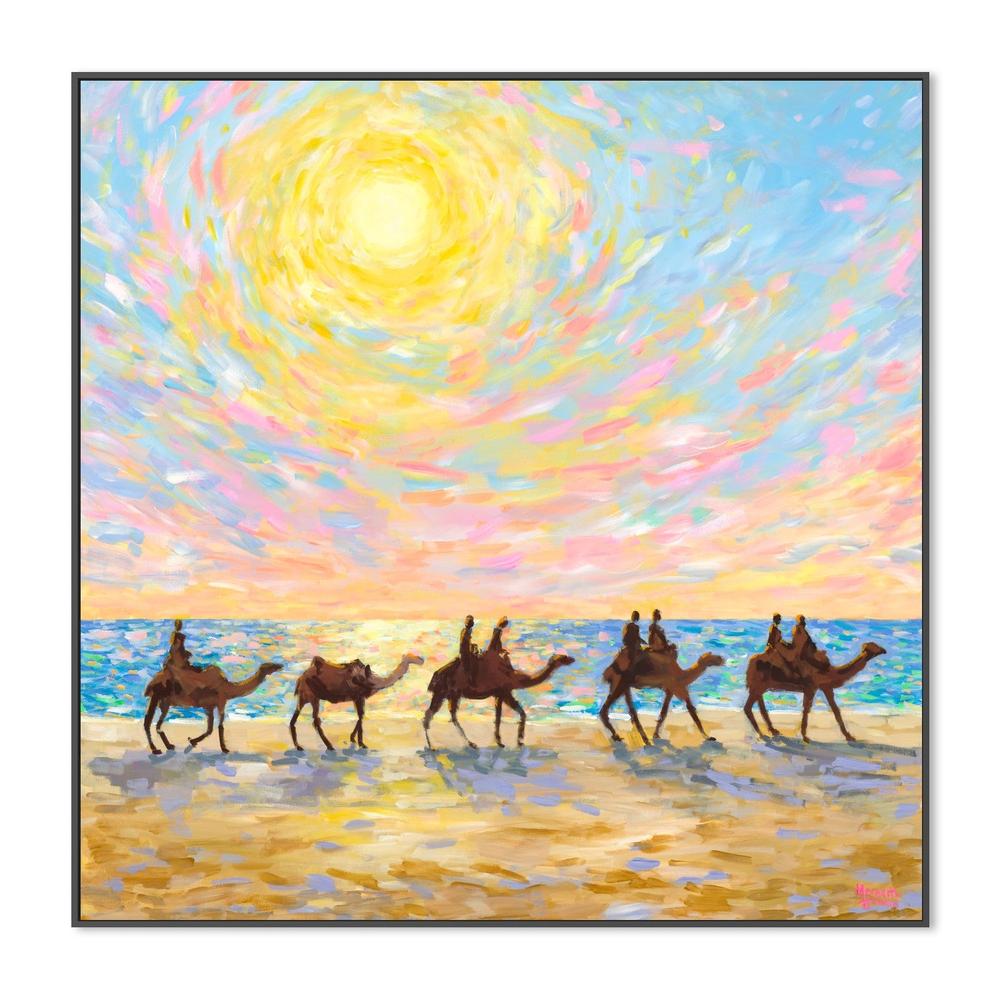 Mindil Beach Sunset with Camels-by-Meredith Howse-wall-art-print-canvas-poster-framed-Gioia