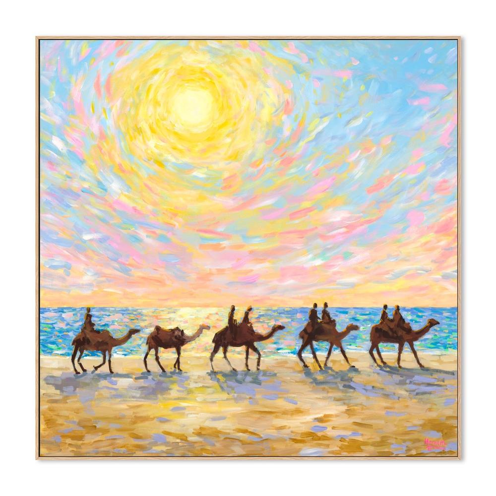 Mindil Beach Sunset with Camels-by-Meredith Howse-wall-art-print-canvas-poster-framed-Gioia