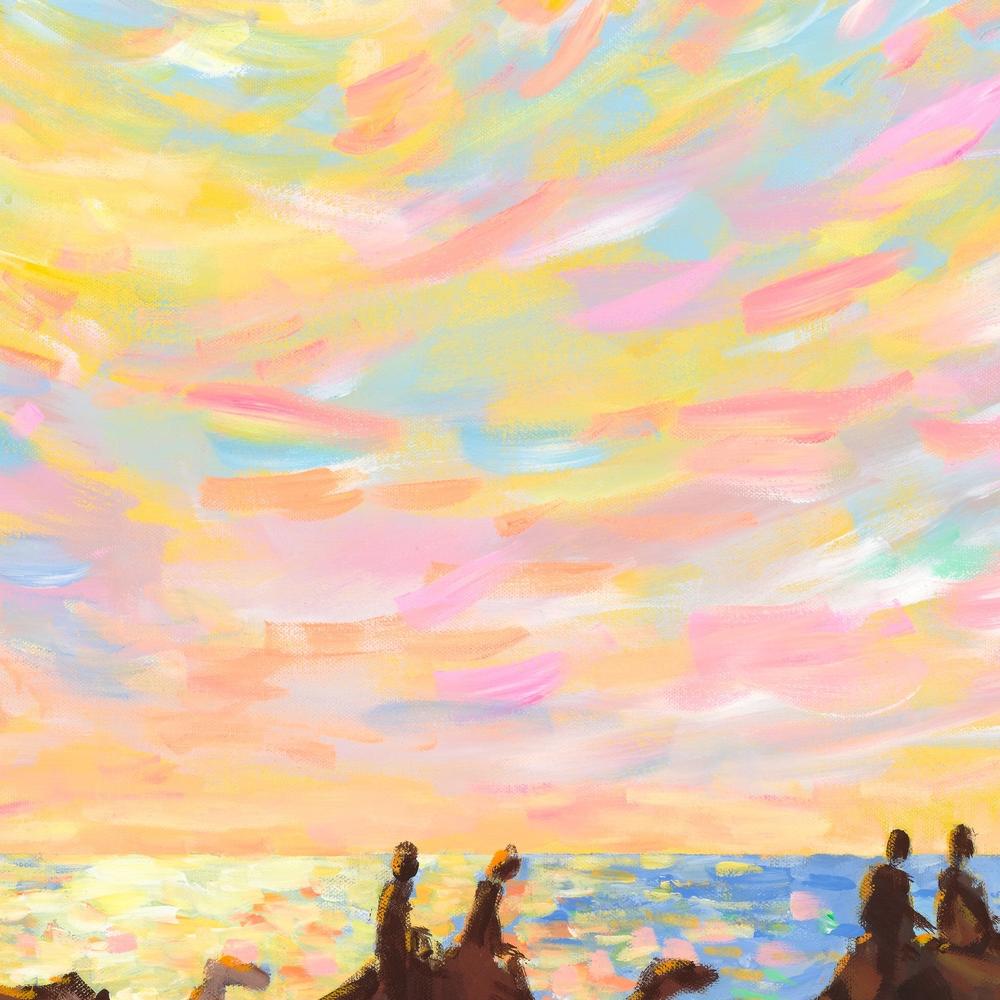 Mindil Beach Sunset with Camels-by-Meredith Howse-wall-art-print-canvas-poster-framed-Gioia