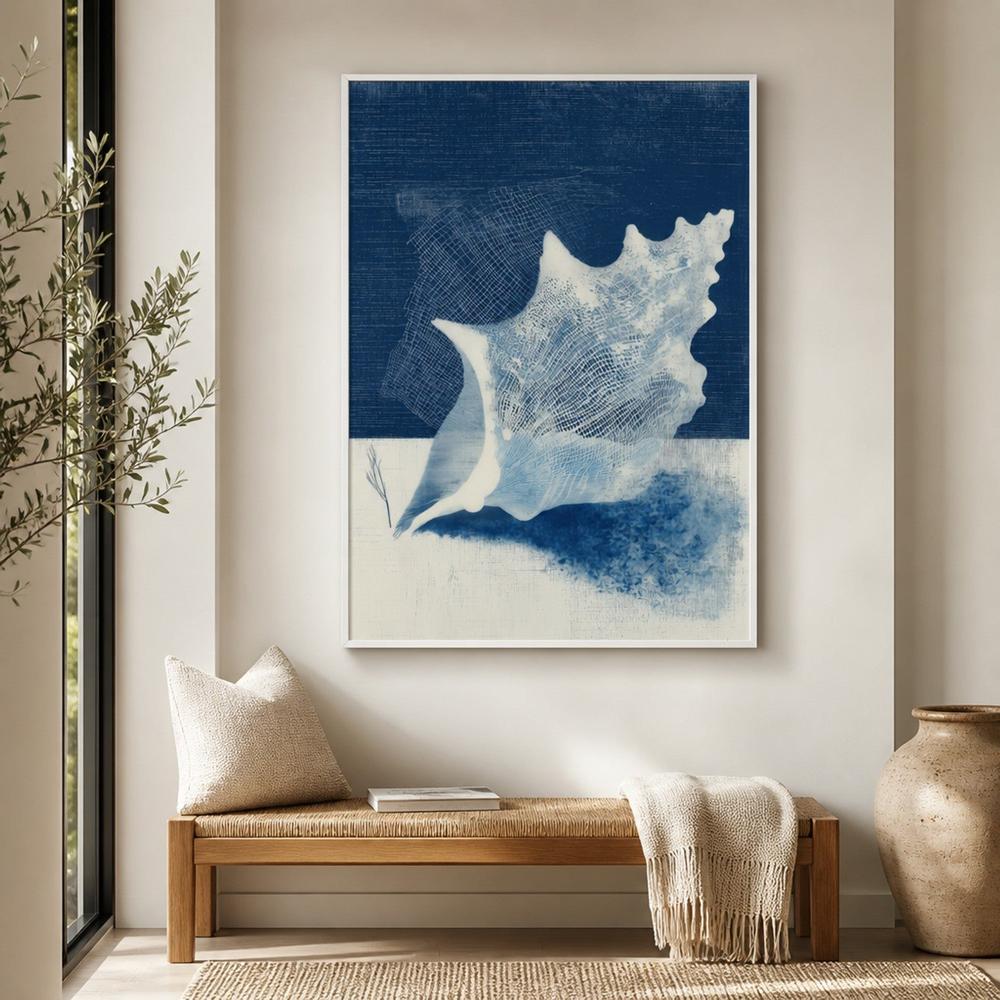 Minimal Conch Shell Profile-by-Chromatic Storm Studio-wall-art-print-canvas-poster-framed-Gioia